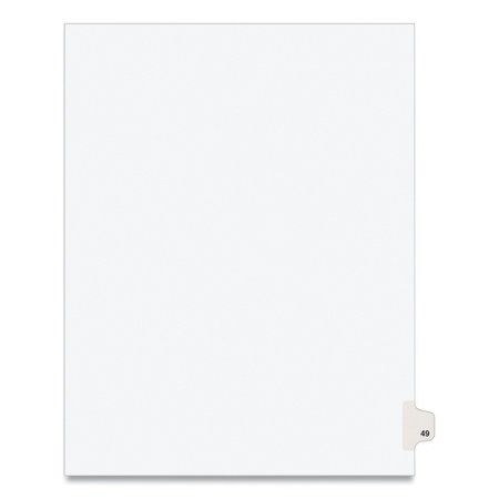 AVERY DENNISON Numerical Index Tab-49, 8-1/2 x 11", White, PK25 01049